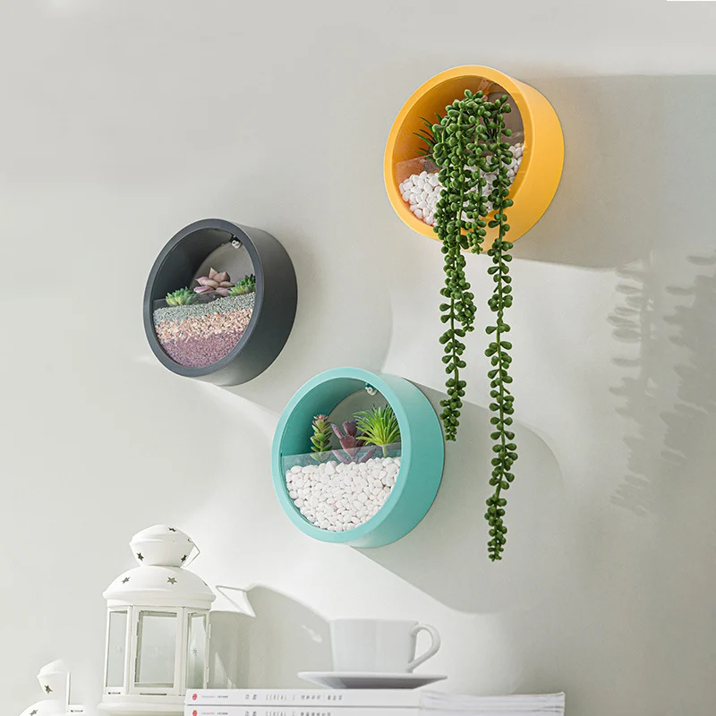Round Iron Wall Vase Home Living Room Restaurant Hanging Basket Flower Pot - Image 4