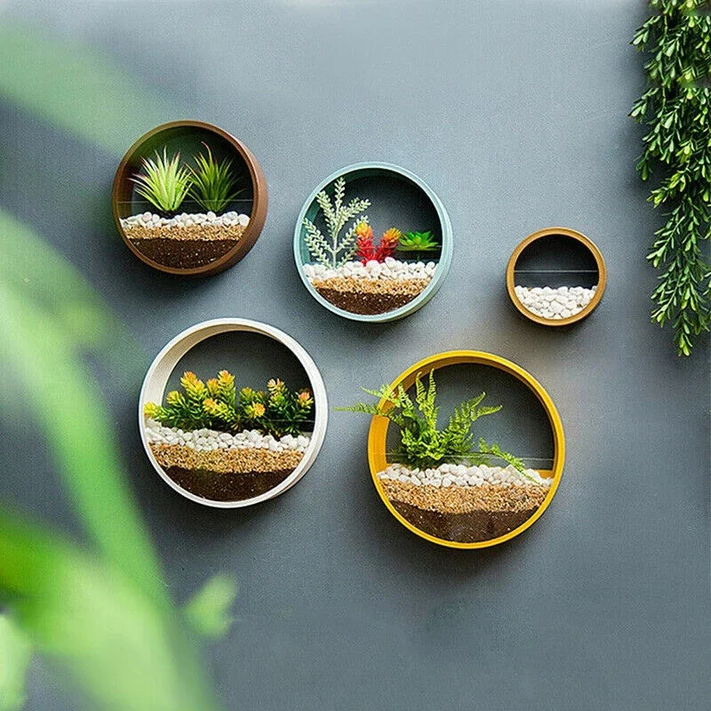 Round Iron Wall Vase Home Living Room Restaurant Hanging Basket Flower Pot - Image 10