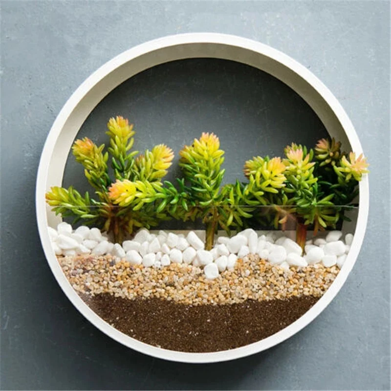 Round Iron Wall Vase Home Living Room Restaurant Hanging Basket Flower Pot - Image 3