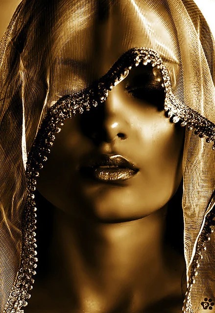 Modern Golden Noble Veil Women Canvas Paintings Nordic Wall Posters and Print - Image 3
