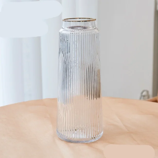 Retro Striped Glass Vase Modern Minimalist Fresh Flowers Dried Flower Floral