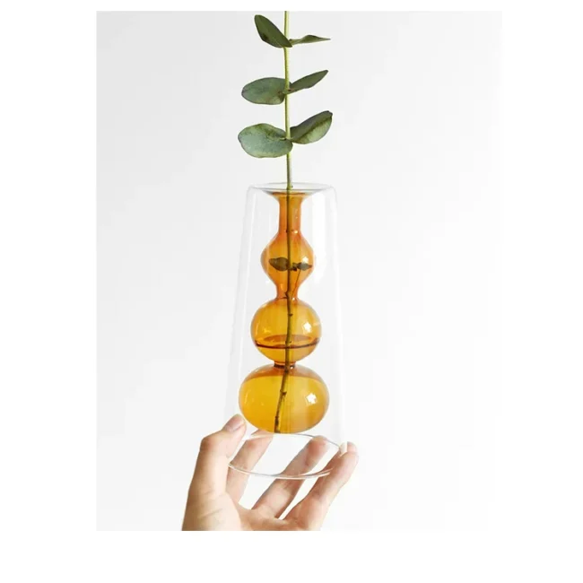 Retro Stained Glass Vase Gourd Hydroponic Flower Plant