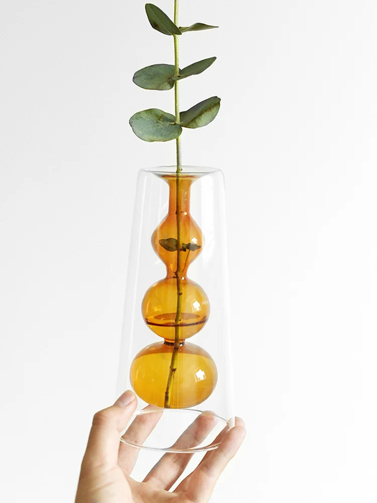 Retro Stained Glass Vase Gourd Hydroponic Flower Plant - Image 7