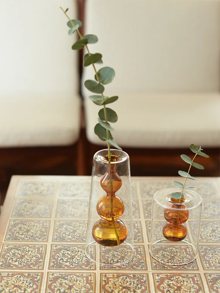 Retro Stained Glass Vase Gourd Hydroponic Flower Plant - Image 5