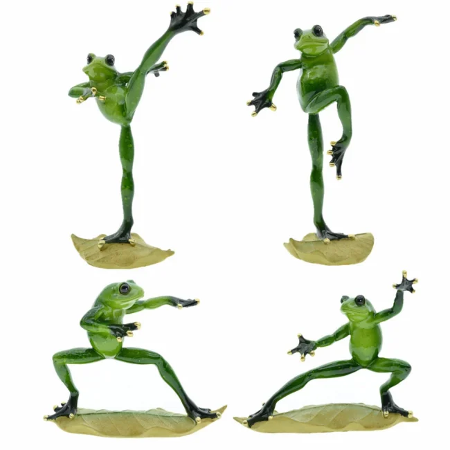 Decorative Couple Kung Fu Frog Resin Ornament Crafts