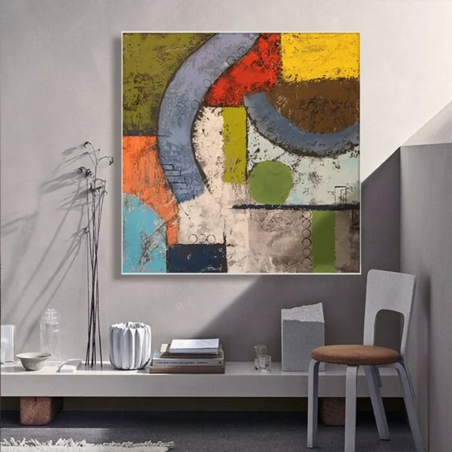 Medieval Style Block Scraper Palette Wall Paintings Hand Painted Abstract Oil