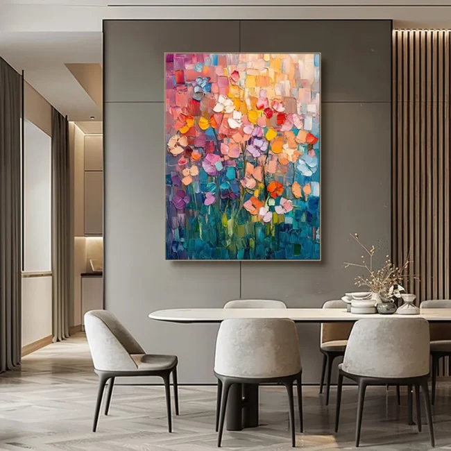 Hand-painted Oil Paintings Abstract Tulip Flower Modern Wall Art Picture Canvas