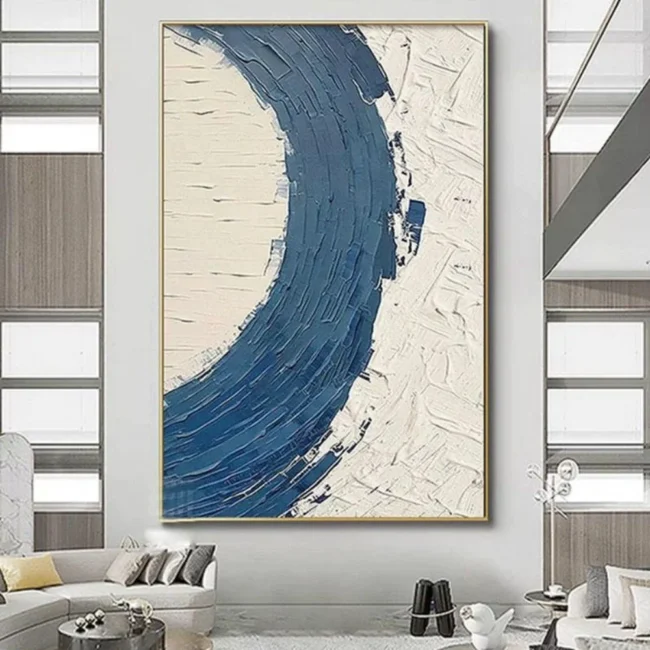 Abstract Blue Textured Paintings Handpainted Oil Painting On Canvas Large