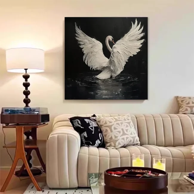 Handmade Abstract Frameless Artwork Canvas Oil Paintings Modern Animal Black