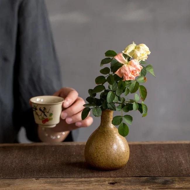 Coarse Ceramic Flower Vase Small Home Vase, Desktop Ornament