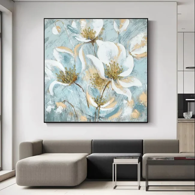 Handmade Oil Painting Canvas Wall Art Modern Abstract Jasmine Flower Paintings