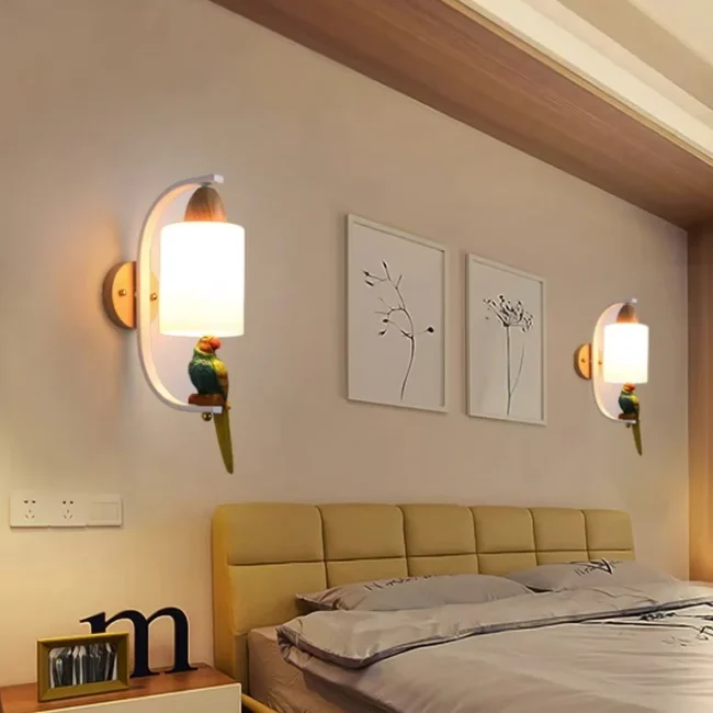 Solid Wood Bedside Lamp Minimalist Creative Personality Living Room Background