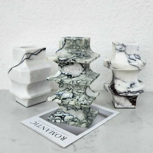 Luxury Stone Ornaments Marble Vase Flower Vase Decor Piece