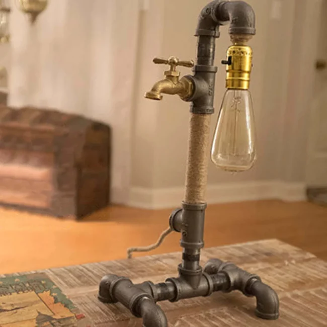 Retro Industrial Style Wall Wrought Iron Water Pipe Decorative Lamp