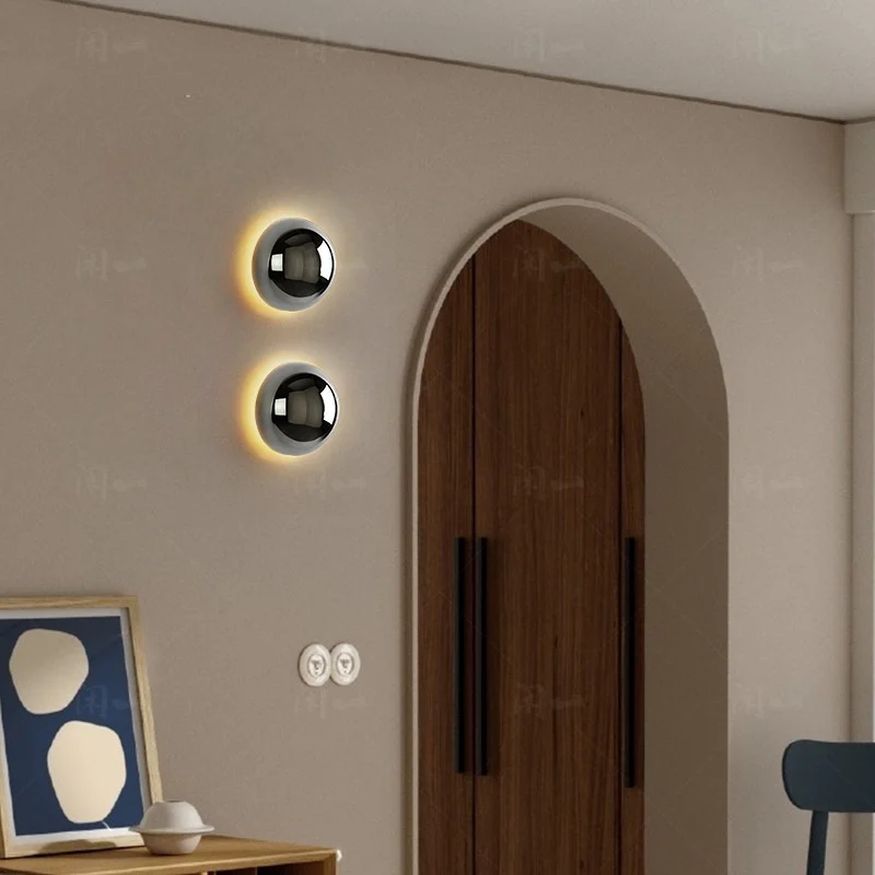 Round Aisle Lamps Nordic Solar Eclipse Bedroom Bedside Wall Lamp - Image 3