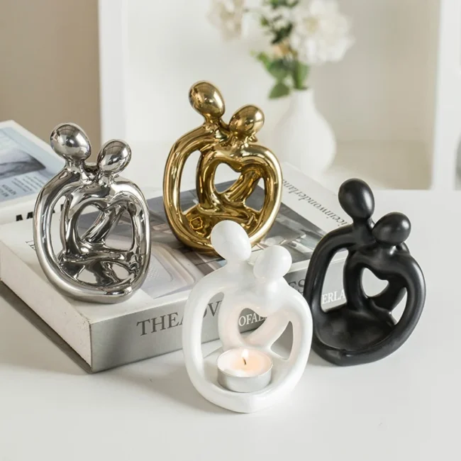 Ceramic Couple Candlestick Modern Nordic Suit Retro Aromatherapy Candle Cup