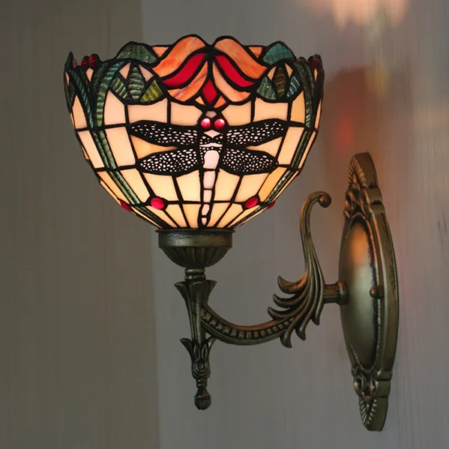 European Retro Creative Dragonfly Wall Lamps For Living Room And Bedroom