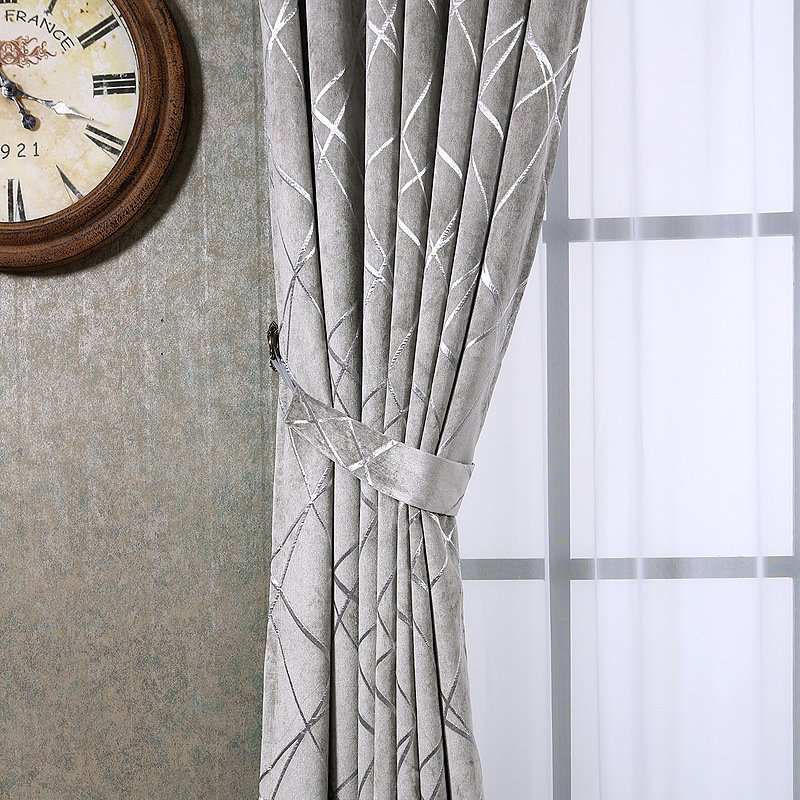 Solid Color Simple Modern Light Luxury Living Room Chenille Blackout Curtains - Image 6